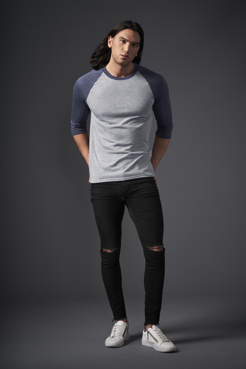 Adult Tri-Blend 3/4 Sleeve Raglan Tee